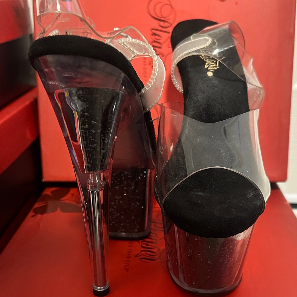 Pleaser Clear and Black Platform Heels - Picture 4 of 4